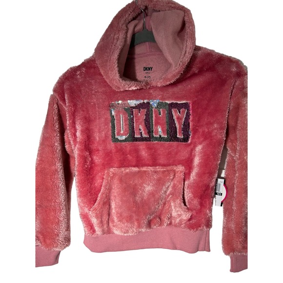 : DKNY Girls Classic Comfy Sweatshirt, Dusty Rose, SZ S(7) K40 * - Picture 1 of 4